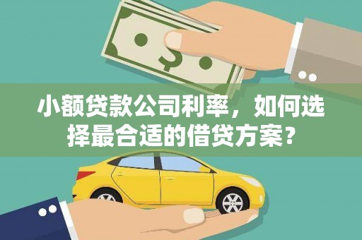 峄城小额贷款公司利率，如何选择最合适的借贷方案？